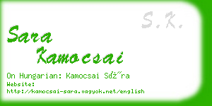 sara kamocsai business card